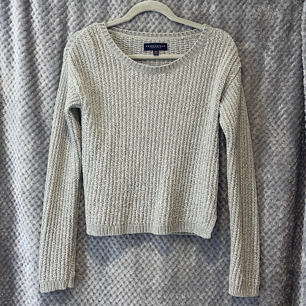 Aeropostale medium gray fuzzy sweater